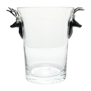 Vagabond House Antler Deer Head Stag Pewter & Glass Ice Champagne Bucket 7 1/2”